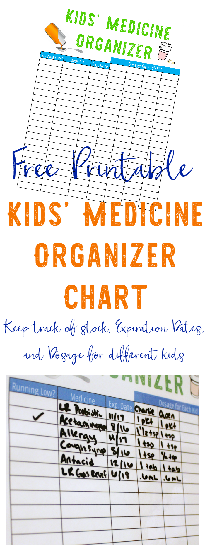 Kids’ Medicine Organizer Chart - The Shirley Journey