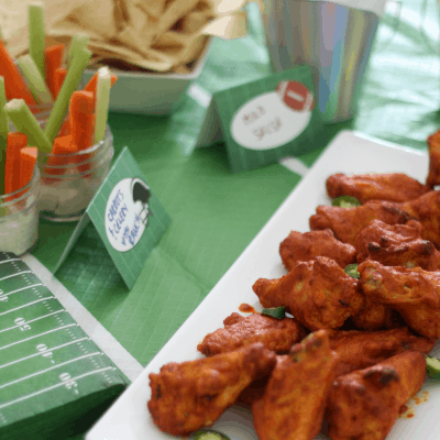 Football Party Wing Bar with Printable Food Tent Cards